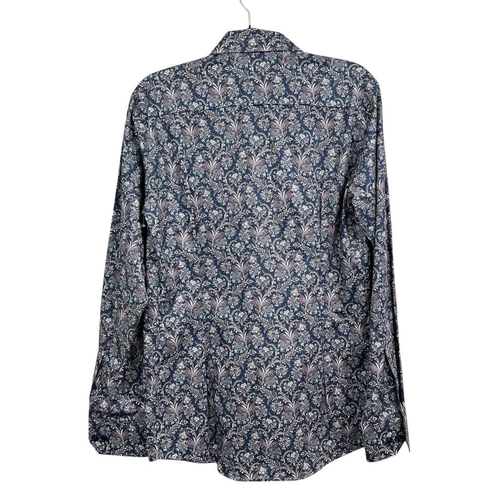 ETON Mens Floral Paisley Dress Shirt Slim Fit Button Up Long Sleeves Navy Sz 38* - Picture 5 of 6